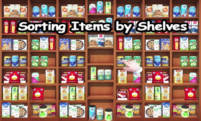 image game Sorting Items by Shelves